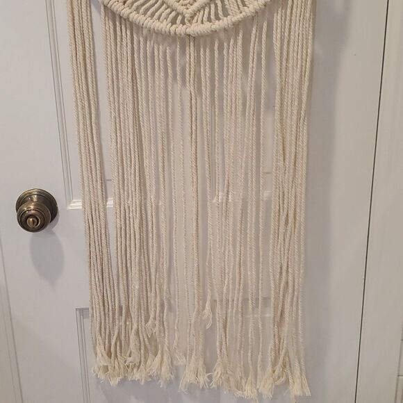 BOHEMIAN MACRAME WALL HANGING ART DREAM CATCHER BOJO CREAM NATURAL HOME DECOR - Picture 3 of 4